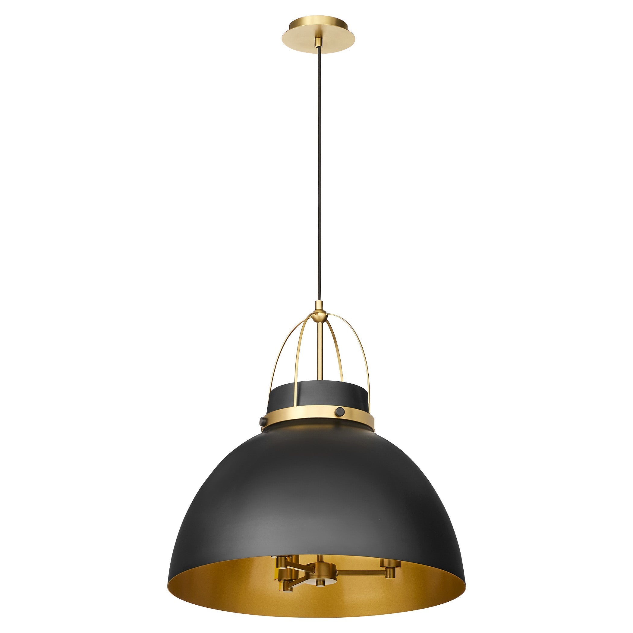 Quorum Pruitt 823-3-5980 Pendant, UL Damp Rated, Matte Black|Aged Brass