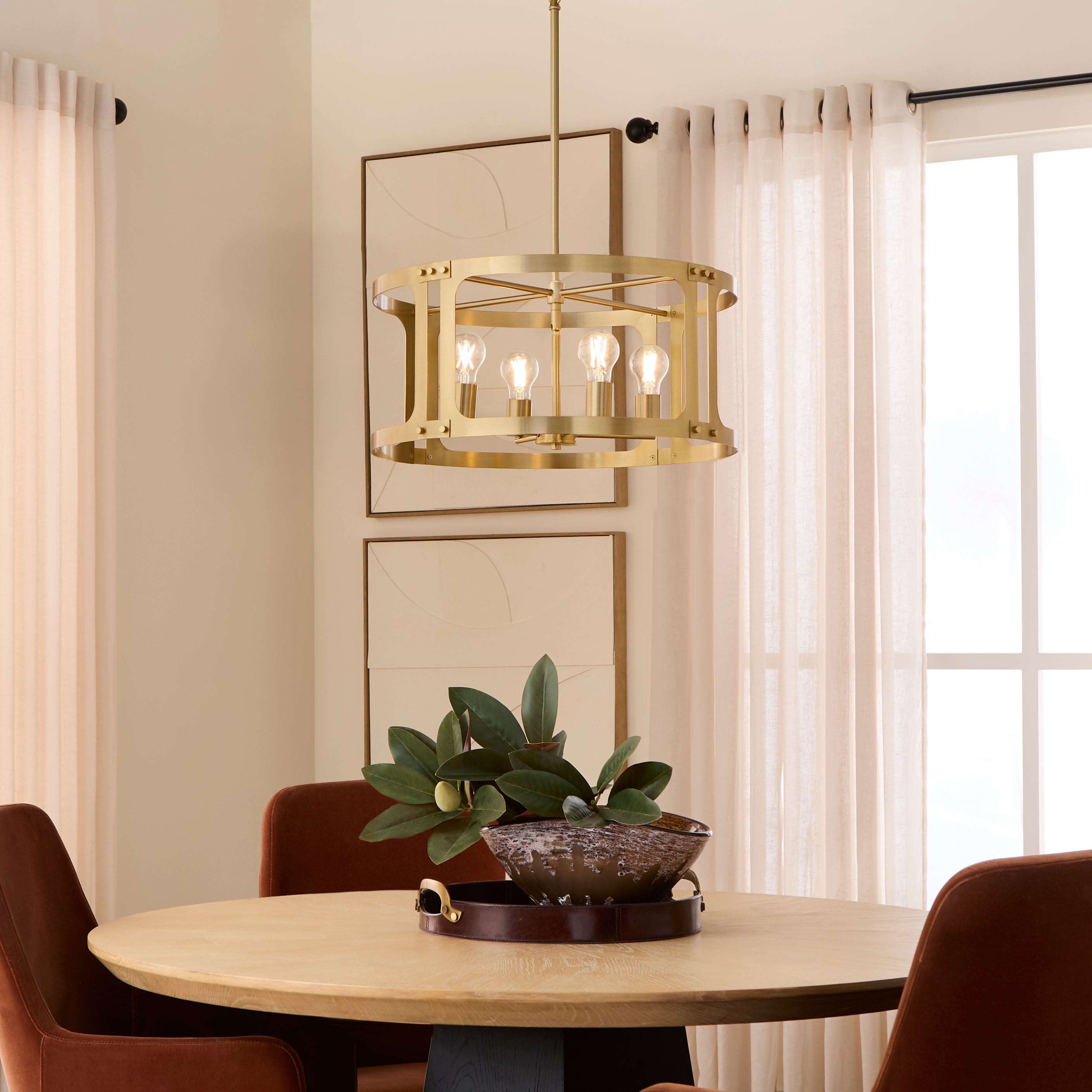Quorum 8231-4-47 Pendant, UL Damp Rated, Brushed Brass