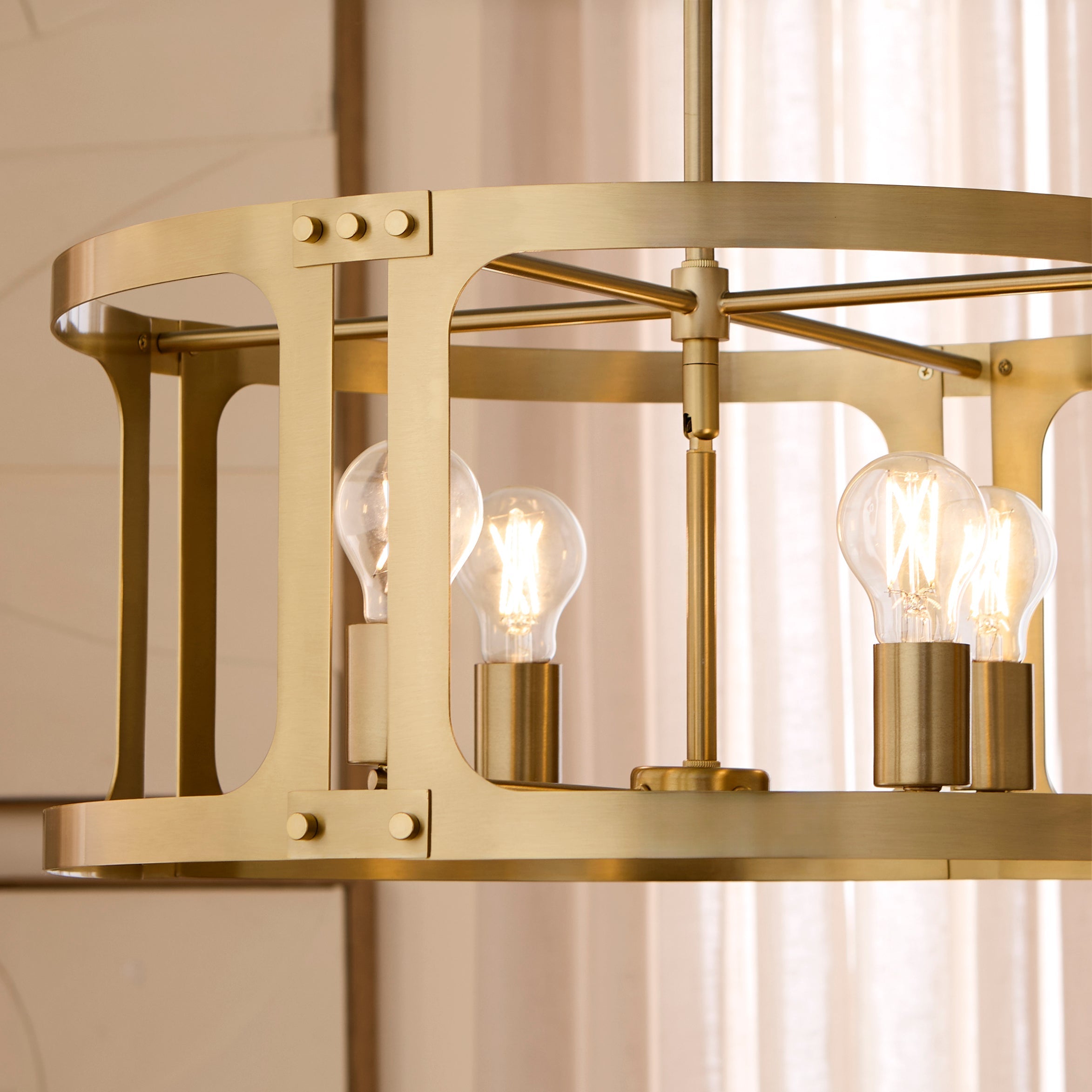 Quorum 8231-4-47 Pendant, UL Damp Rated, Brushed Brass