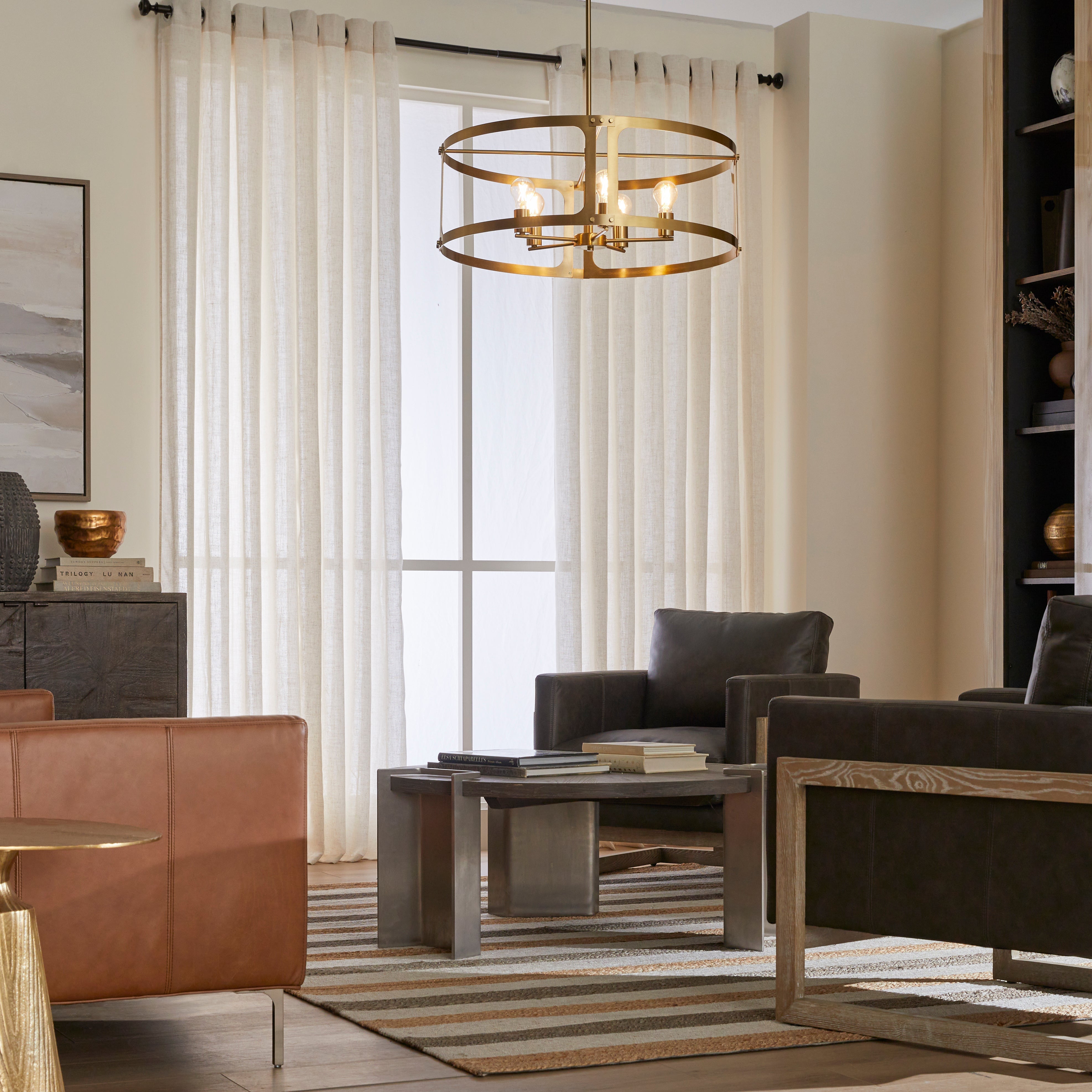 Quorum 8231-5-47 Pendant, UL Damp Rated, Brushed Brass