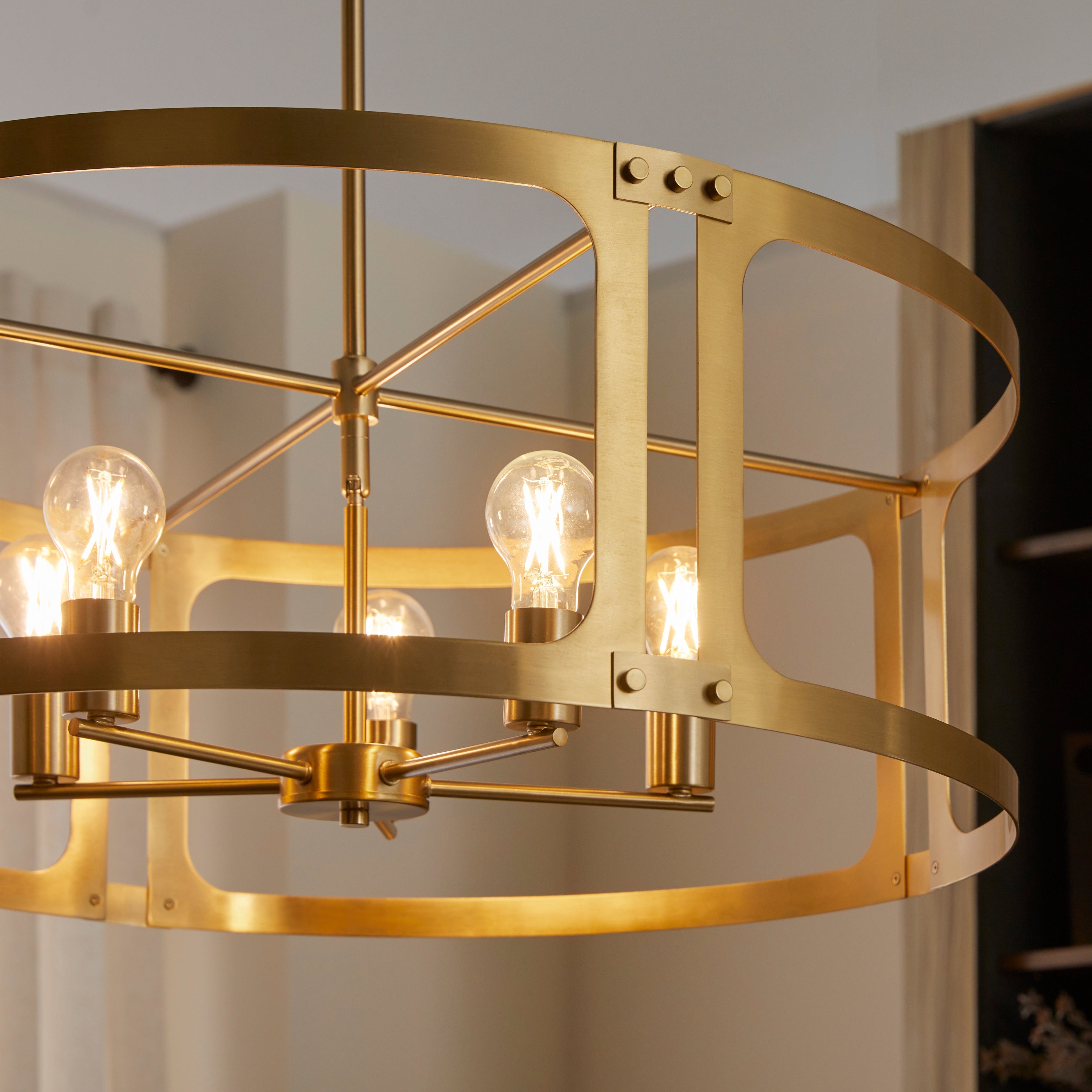 Quorum 8231-5-47 Pendant, UL Damp Rated, Brushed Brass