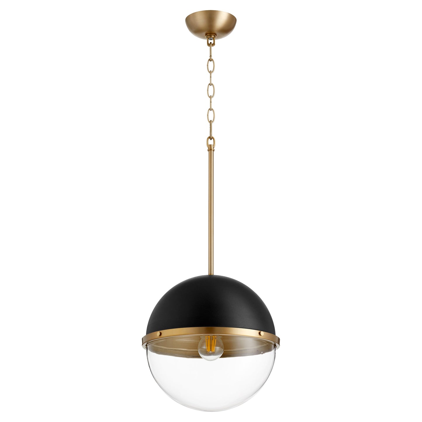 Quorum 83-12-6980 Pendant - Textured Black W/ Aged Brass