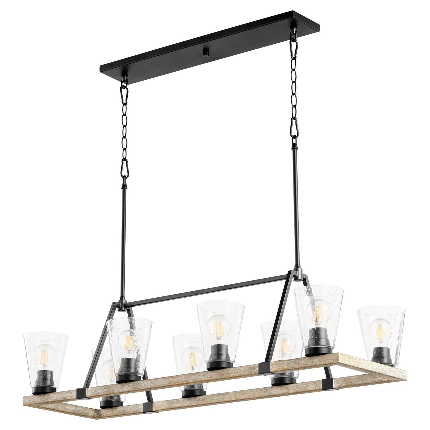 Quorum Paxton 83-8-6941 Chandelier - Textured Black W/ Weathered Oak Finish