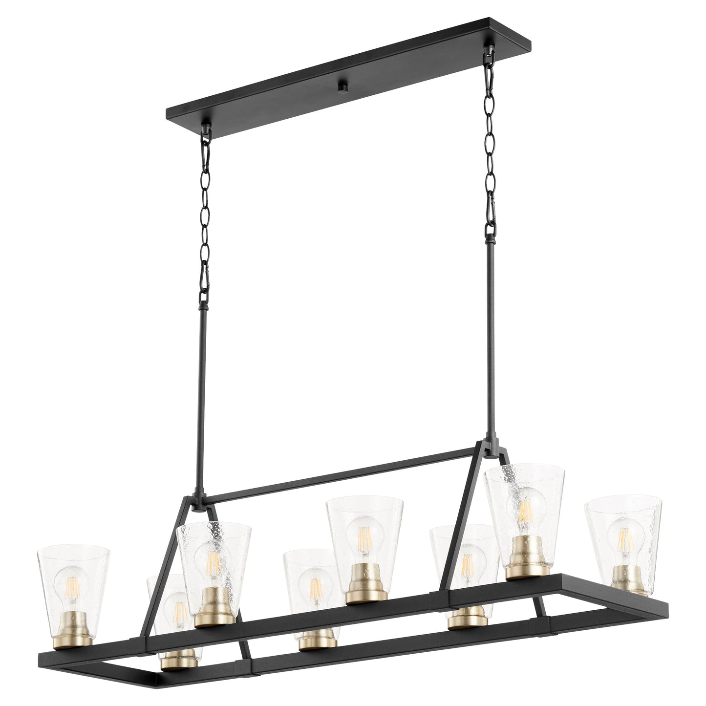 Quorum Paxton 83-8-6980 Chandelier - Textured Black W/ Aged Brass