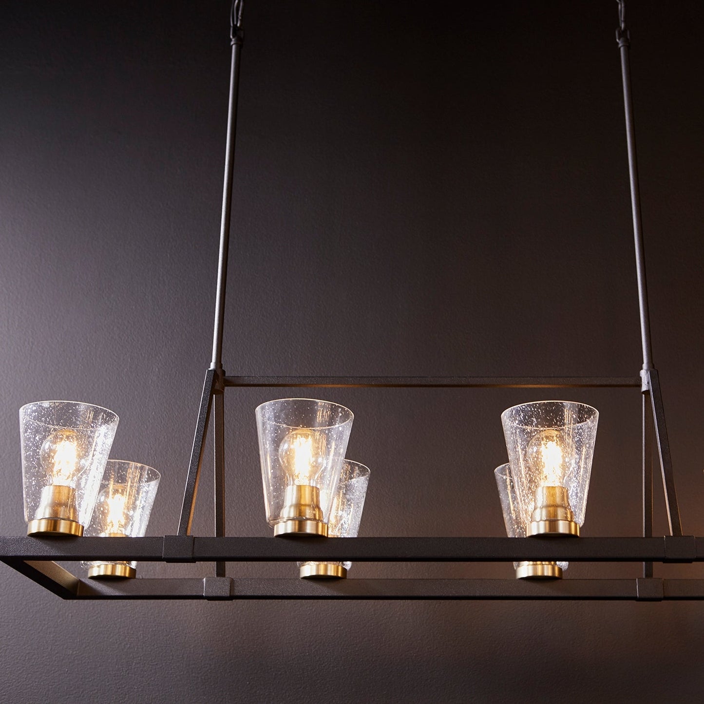 Quorum Paxton 83-8-6980 Chandelier - Textured Black W/ Aged Brass