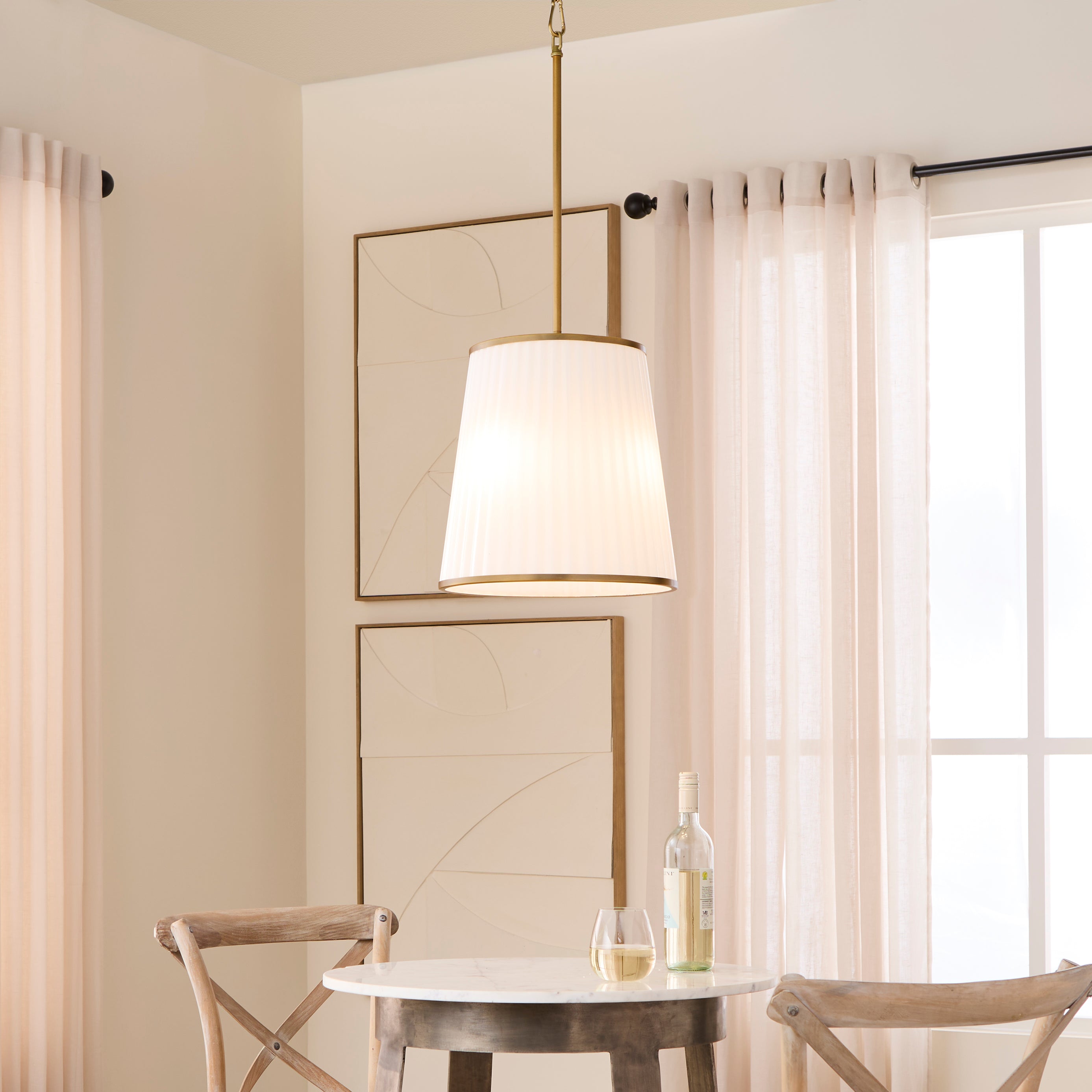 Quorum Marlon 8309-3-47 Pendant, UL Damp Rated, Brushed Brass