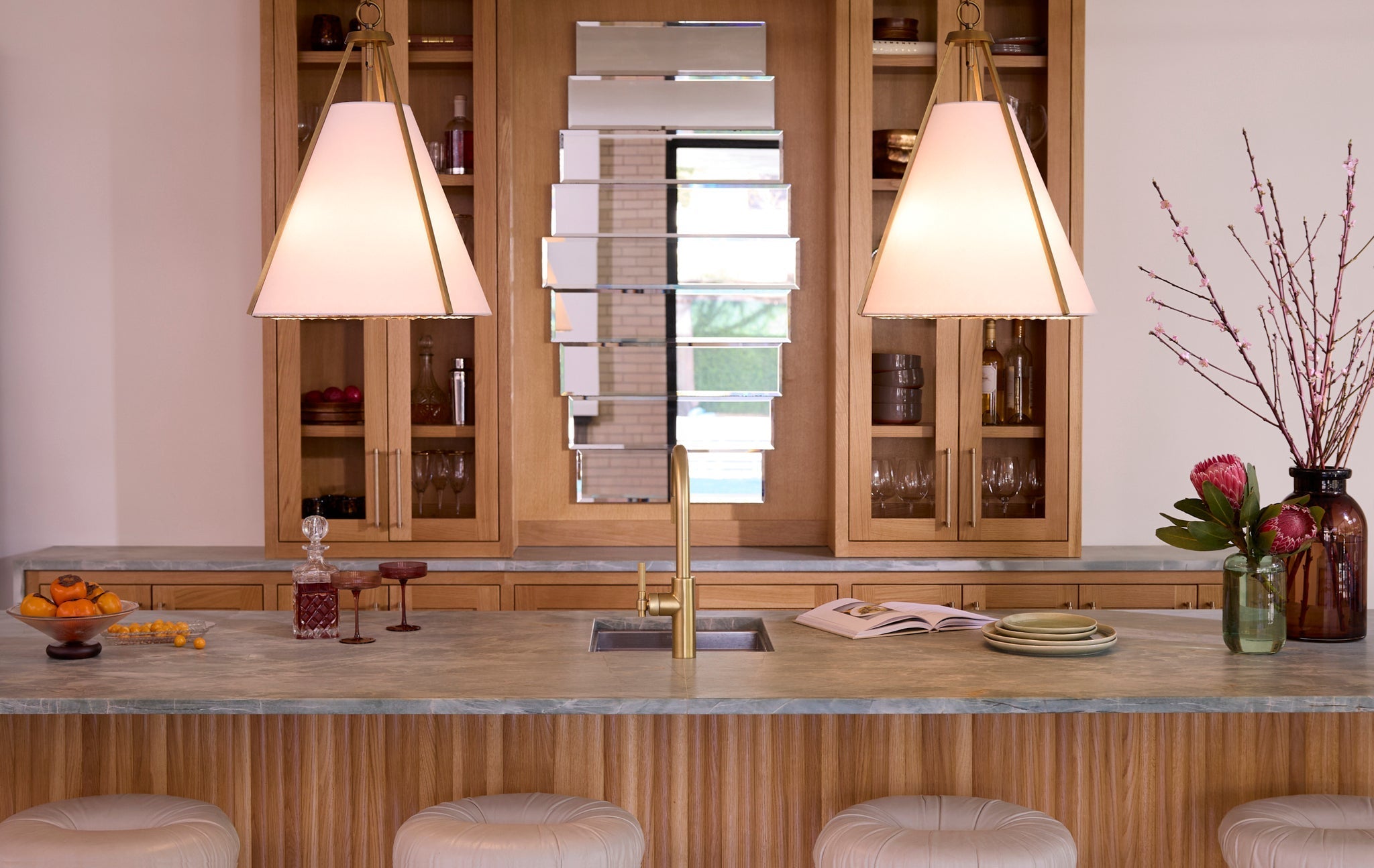 Quorum Gorham 8382-3-47 Pendant, UL Damp Rated, Brushed Brass