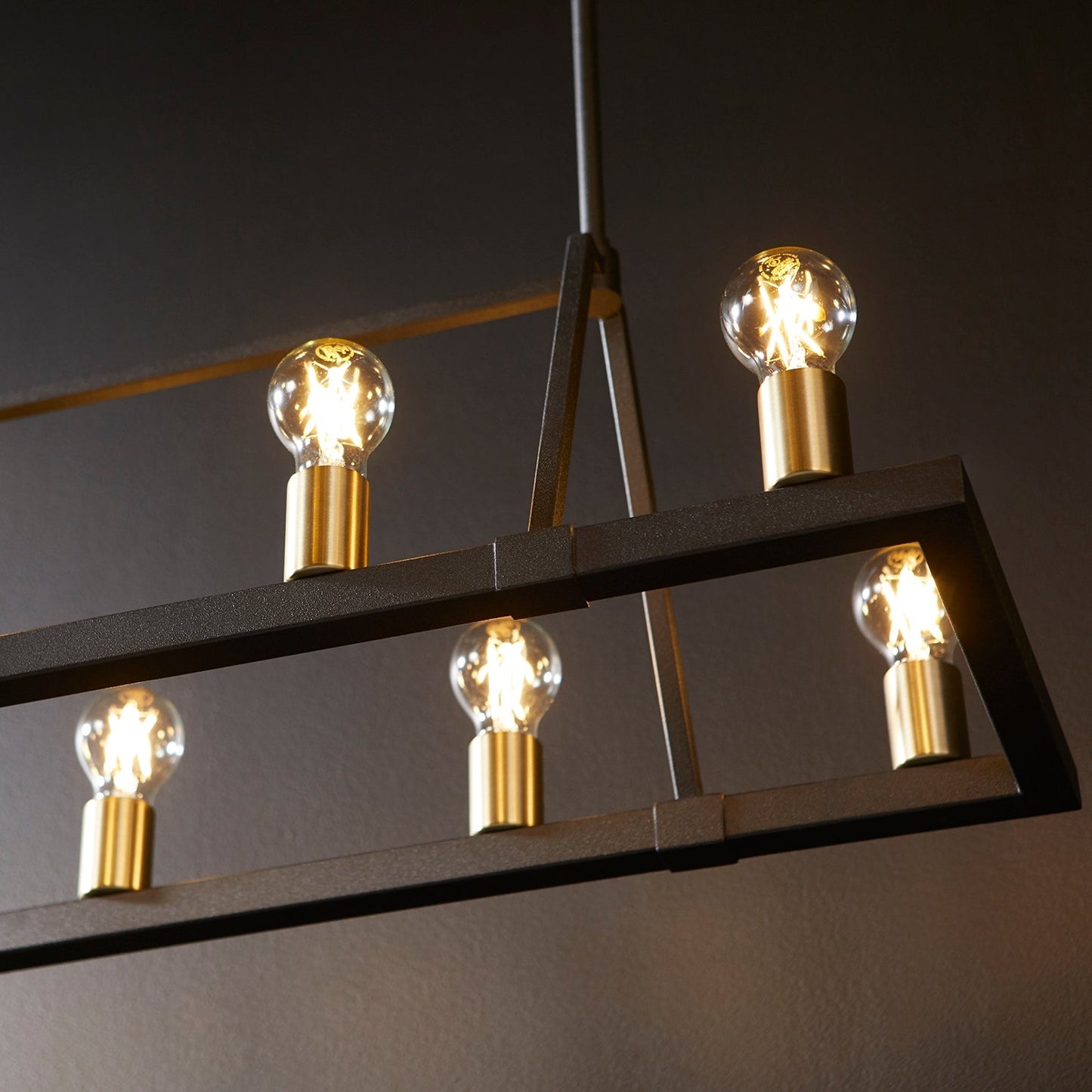 Quorum Paxton 84-10-6980 Chandelier - Textured Black W/ Aged Brass