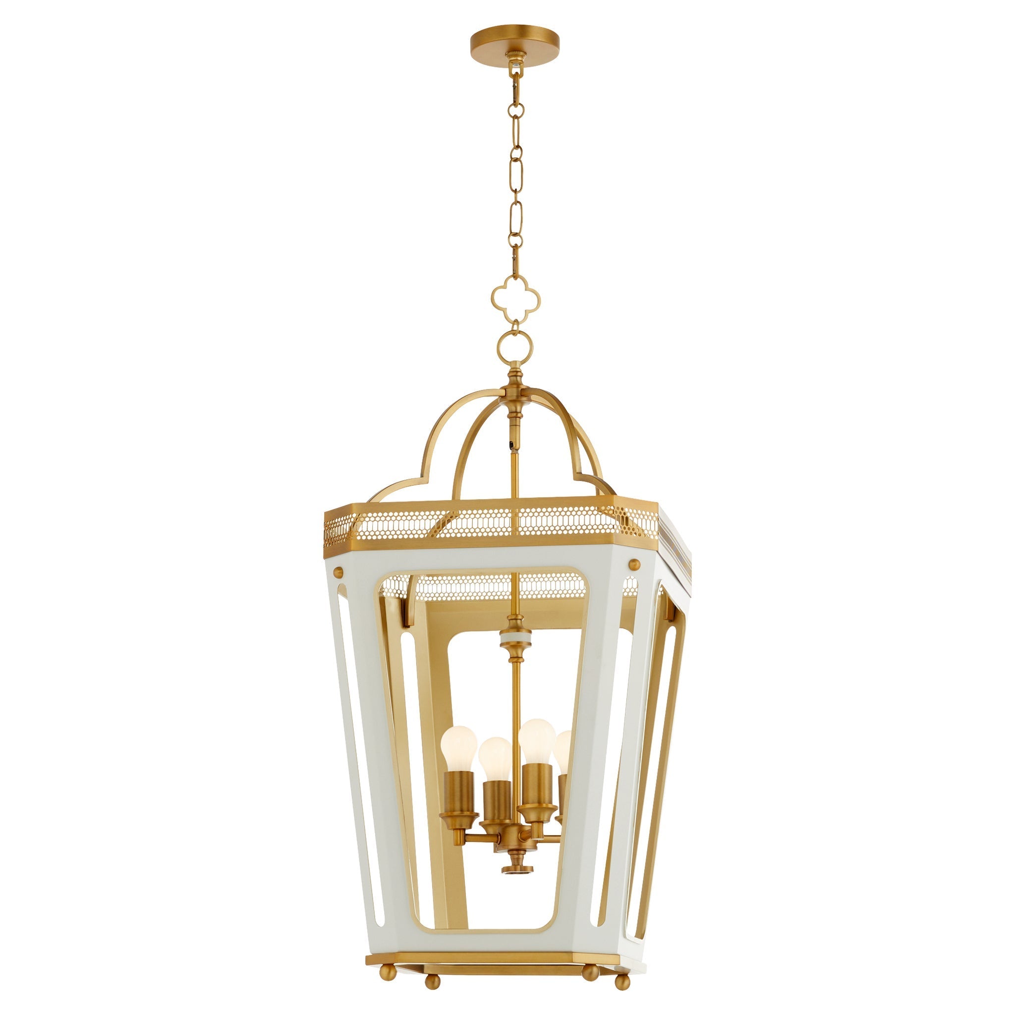 Quorum 840-4-0847 Pendant, UL Damp Rated, Studio White|Brushed Brass