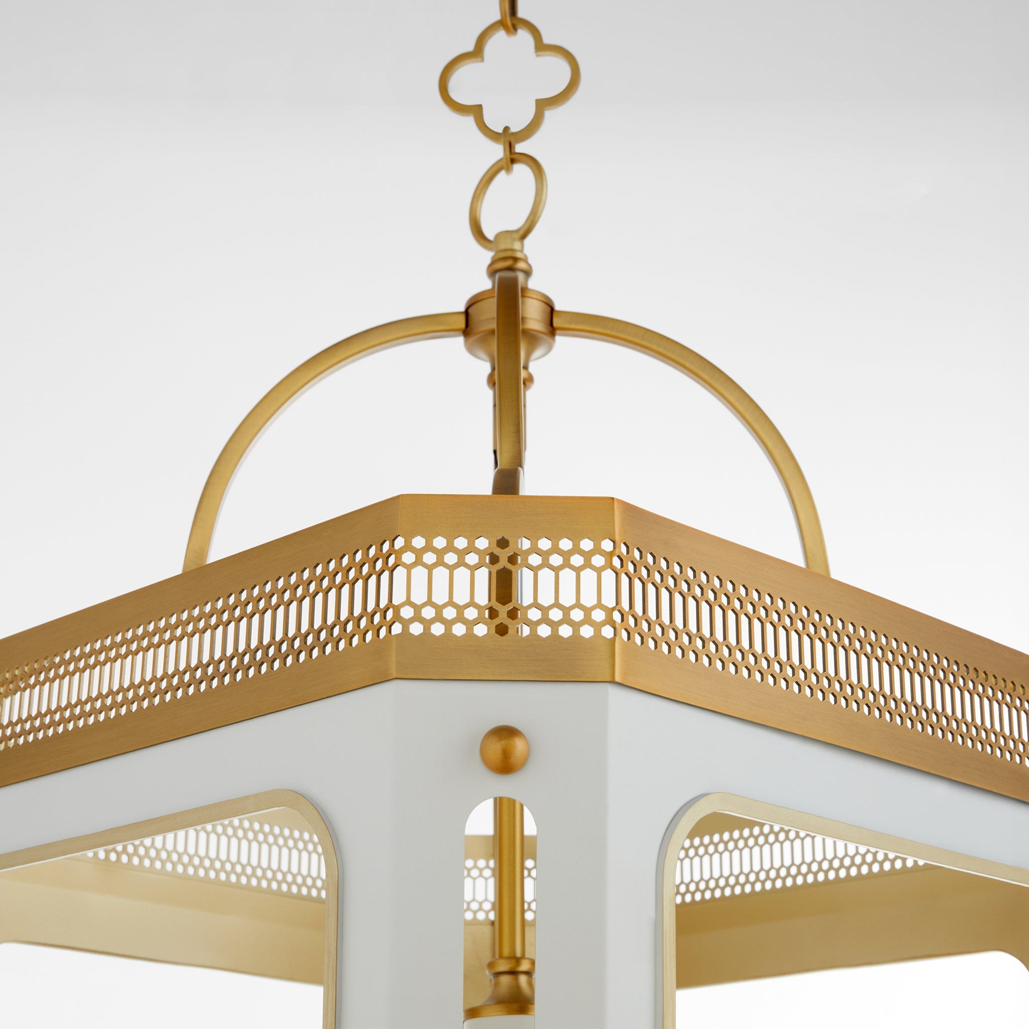 Quorum 840-4-0847 Pendant, UL Damp Rated, Studio White|Brushed Brass