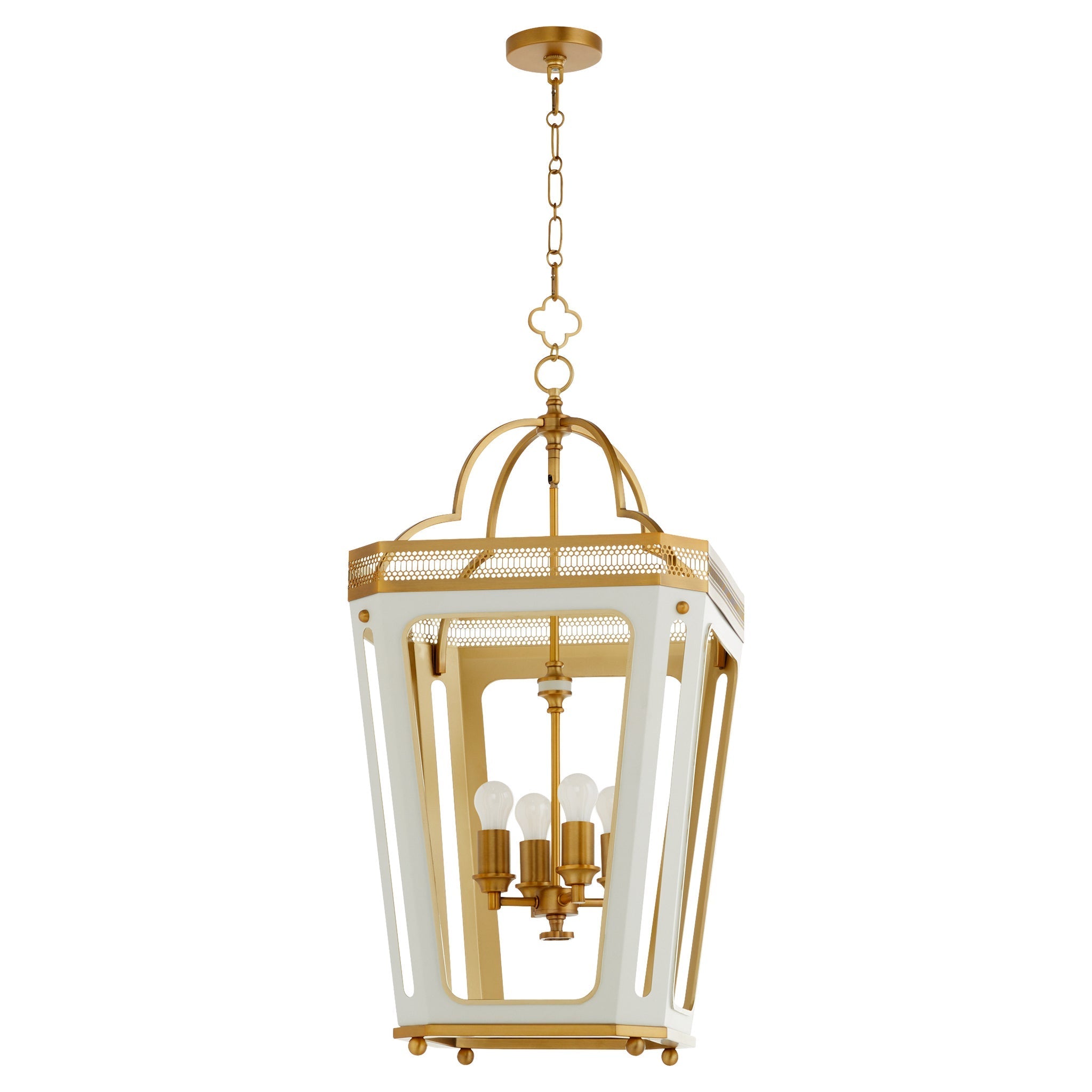 Quorum 840-4-0847 Pendant, UL Damp Rated, Studio White|Brushed Brass