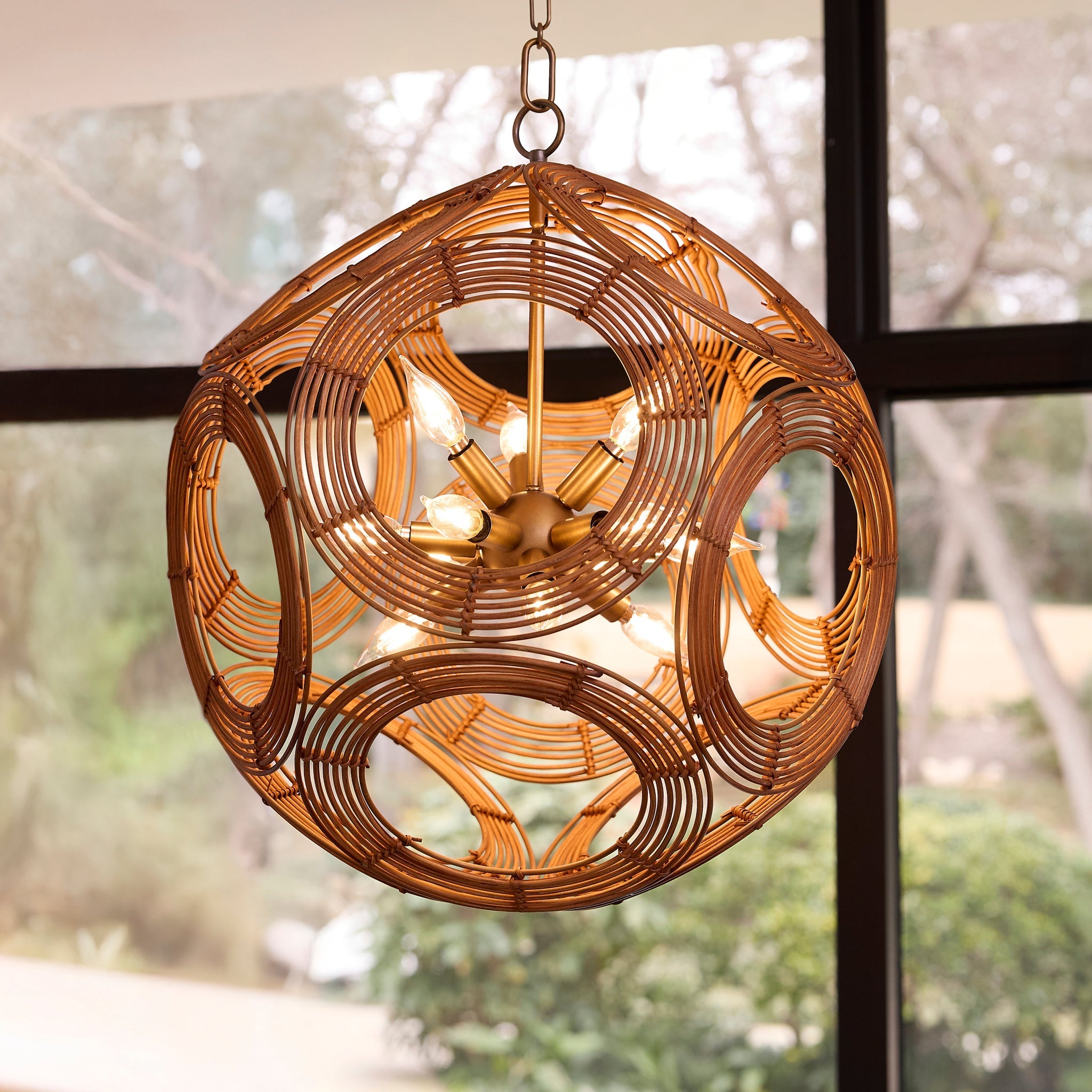 Quorum Kalio 852-22-47 Pendant, UL Damp Rated, Brushed Brass