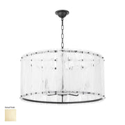 Quorum Prestige 8575-8-80 Pendant, UL Damp Rated, Aged Brass