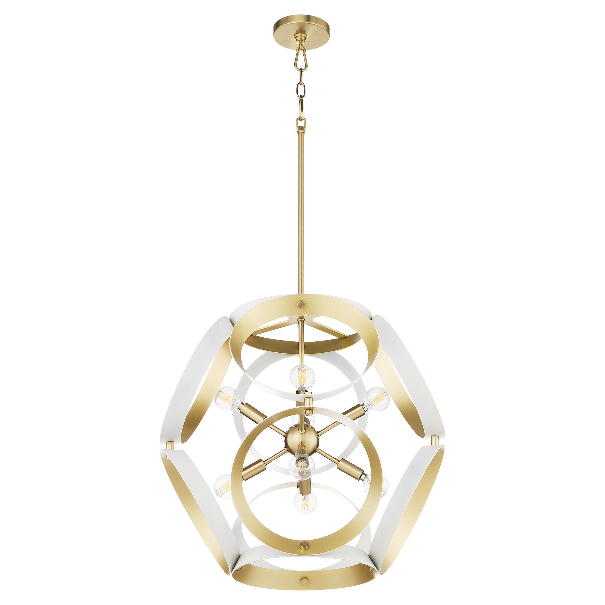 Quorum Domain 865-8-0880 Pendant, UL Damp Rated, Studio White|Aged Brass