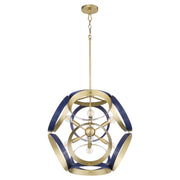 Quorum 865-8-3280 Pendant, UL Damp Rated, Blue|Aged Brass
