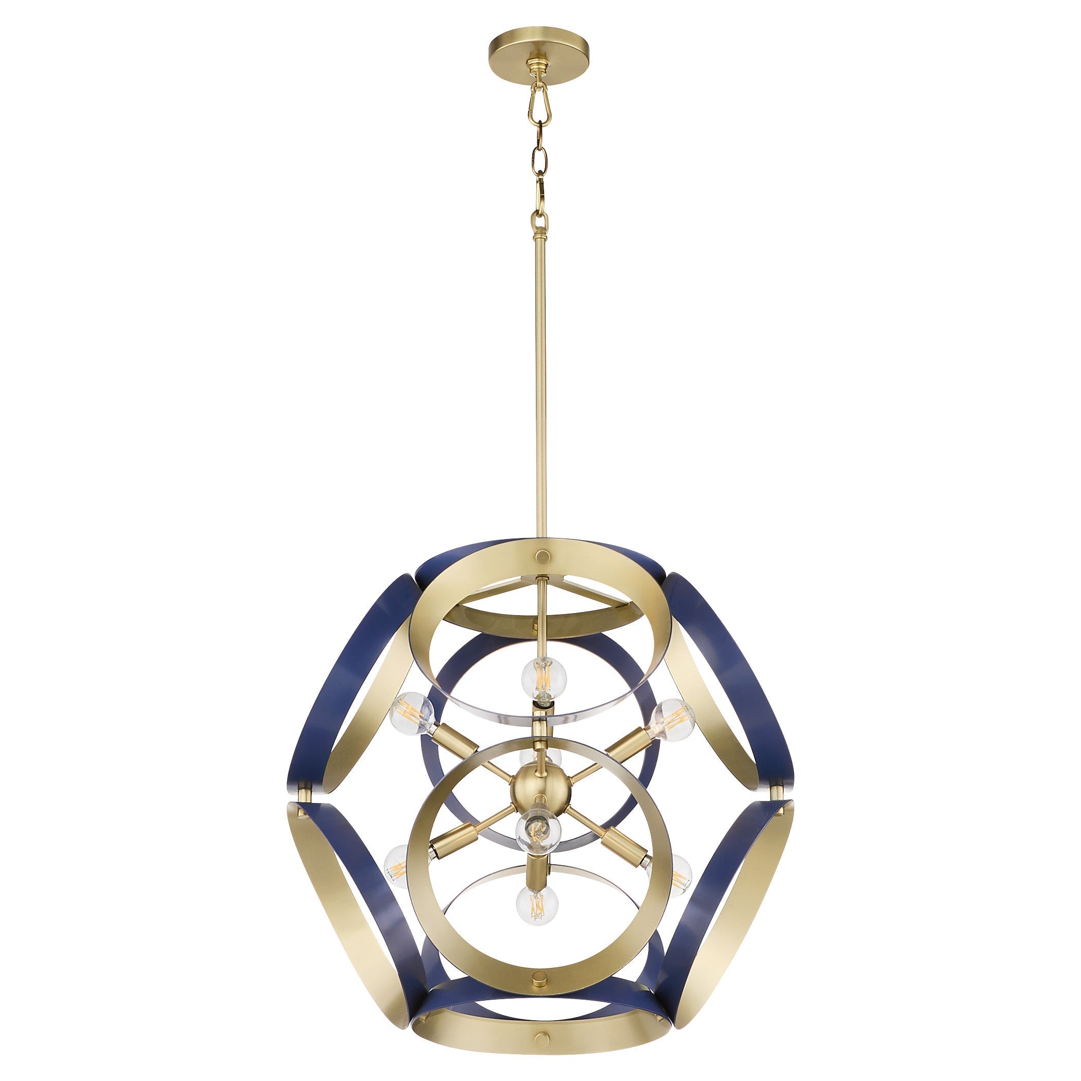 Quorum 865-8-3280 Pendant, UL Damp Rated, Blue|Aged Brass