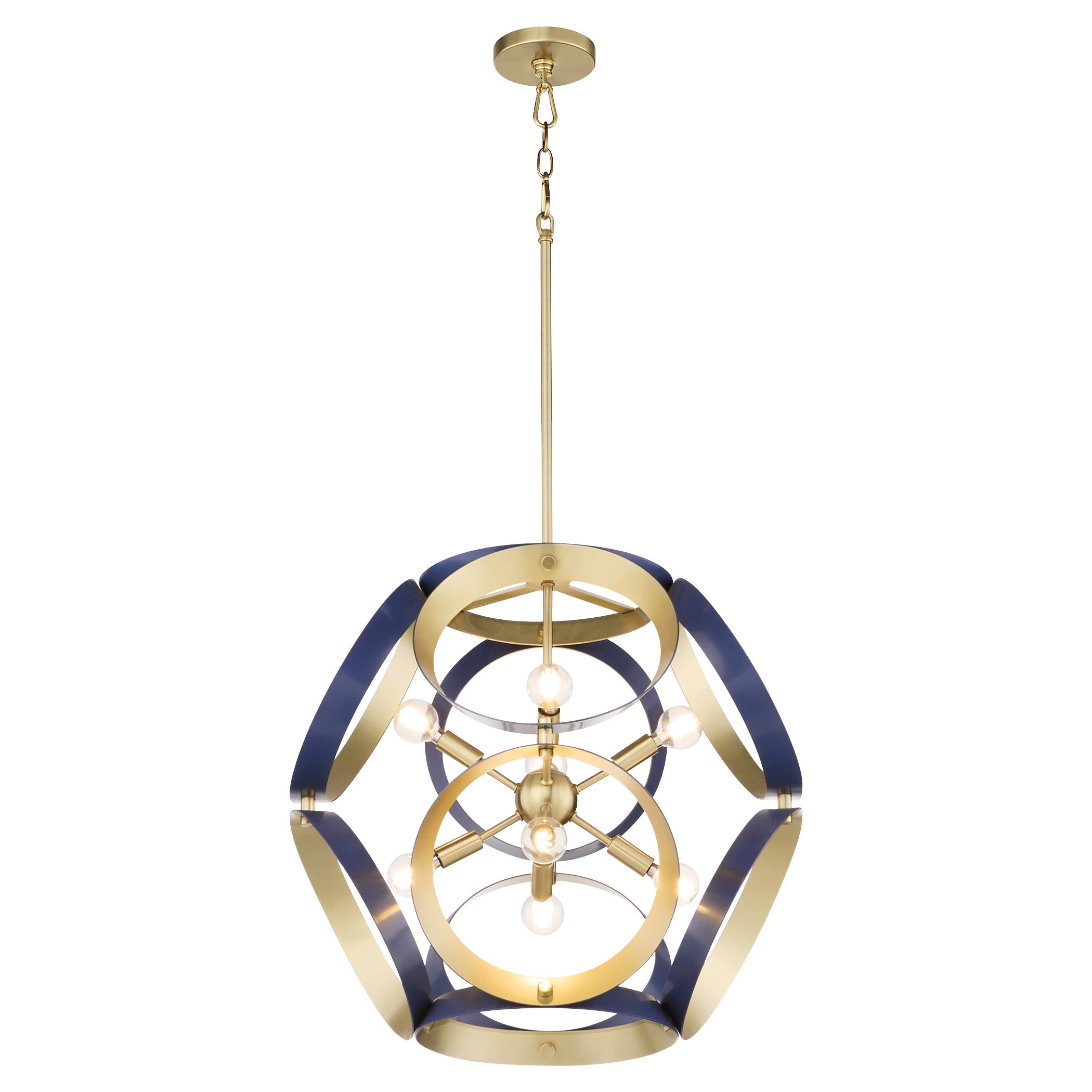 Quorum 865-8-3280 Pendant, UL Damp Rated, Blue|Aged Brass