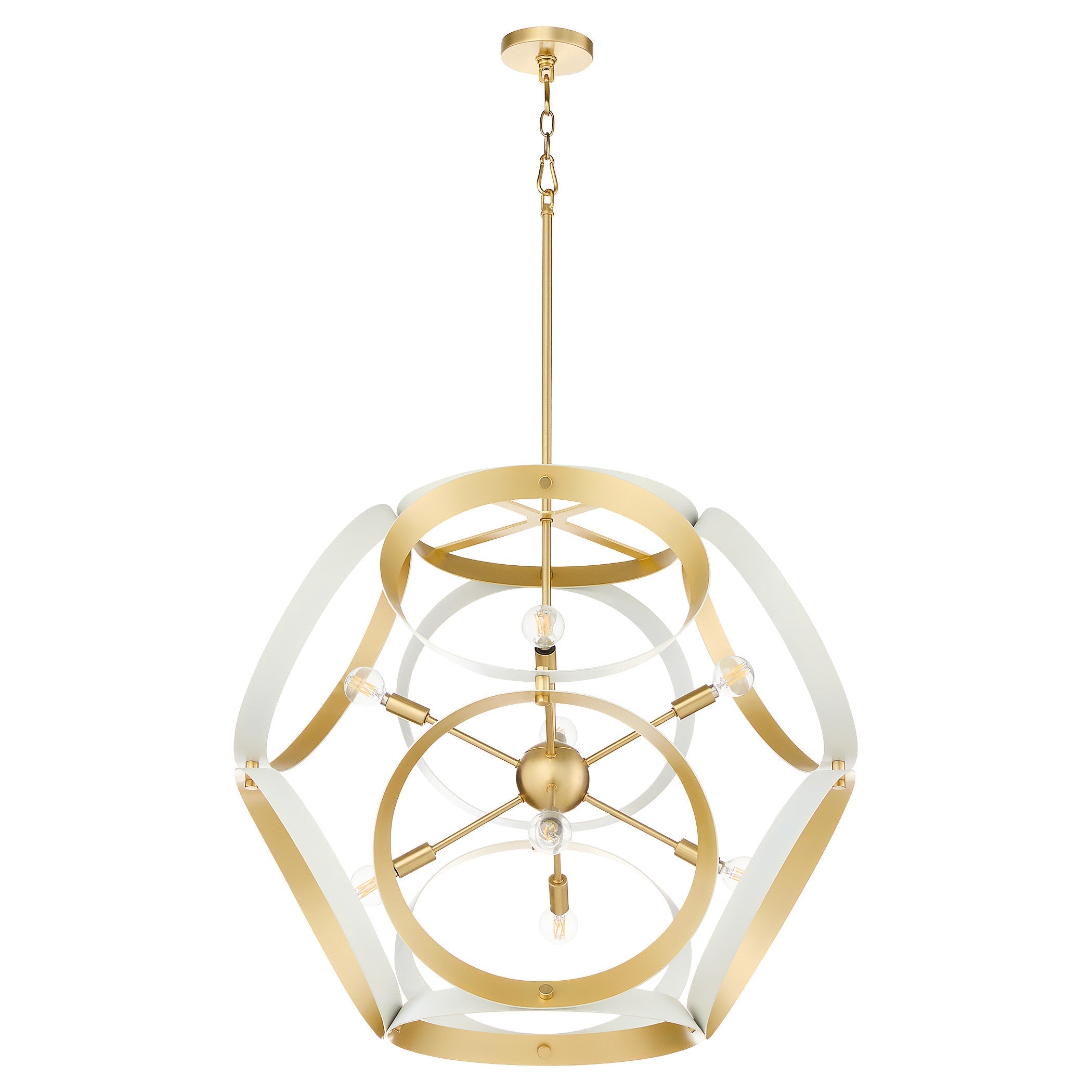 Quorum 866-8-0880 Pendant, UL Damp Rated, Studio White|Aged Brass