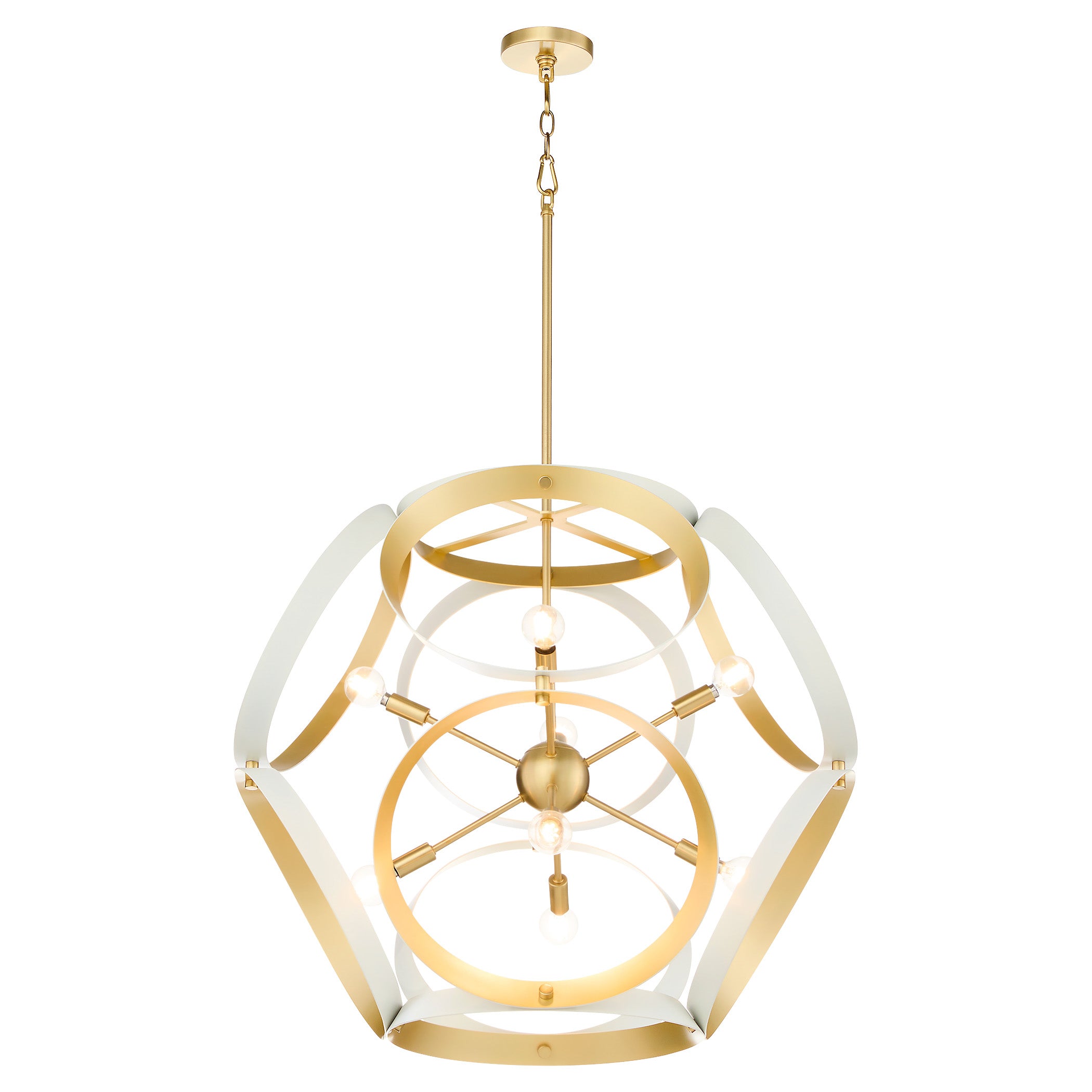 Quorum 866-8-0880 Pendant, UL Damp Rated, Studio White|Aged Brass