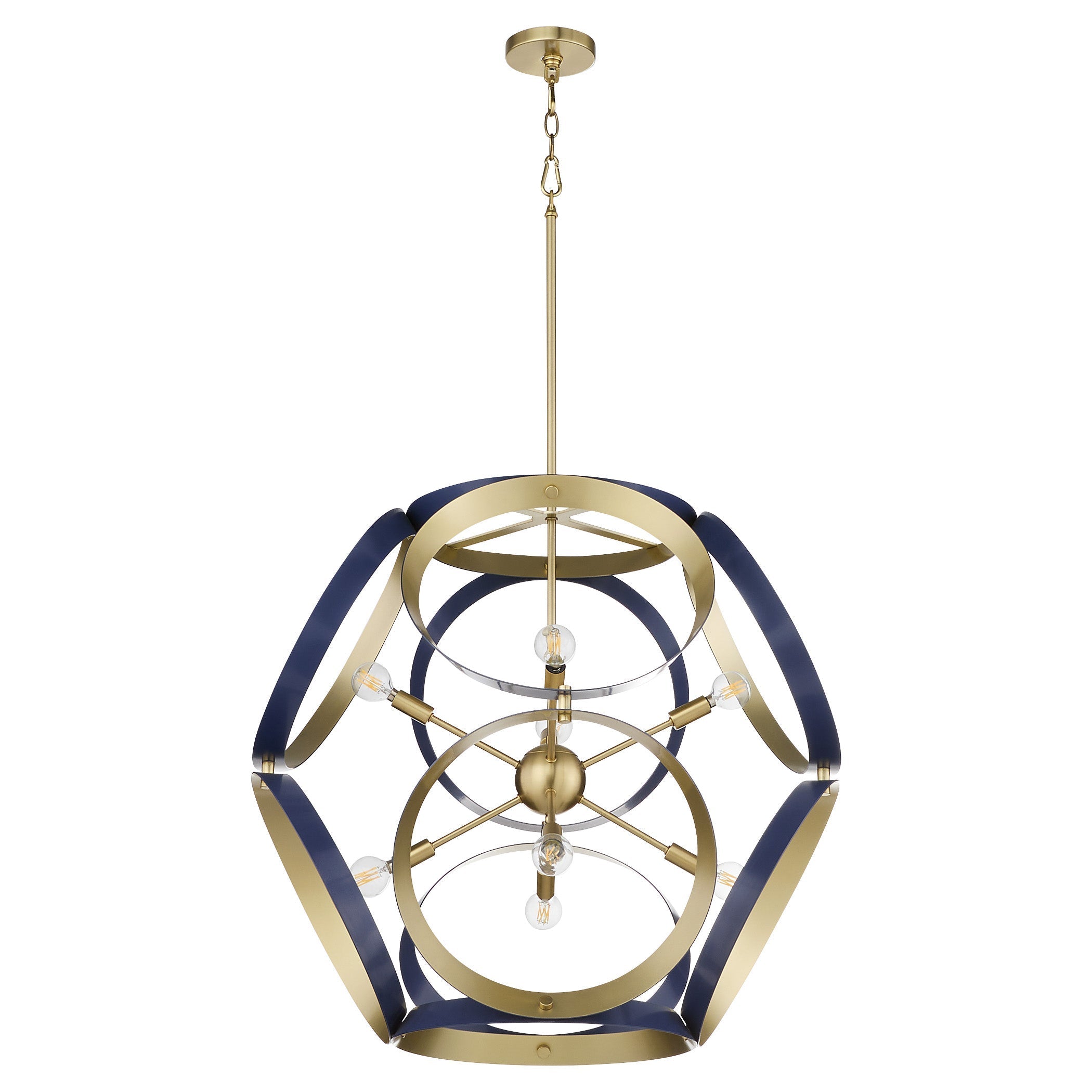 Quorum 866-8-3280 Pendant, UL Damp Rated, Blue|Aged Brass