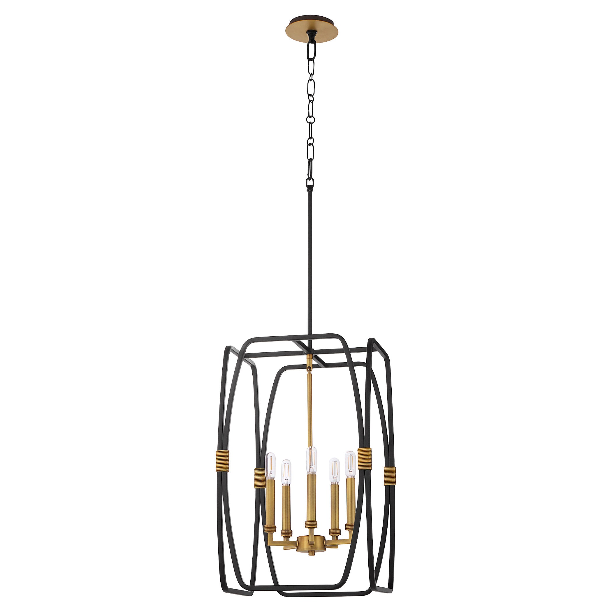 Quorum Bishop 881-5-5947 Pendant, UL Damp Rated, Matte Black|Brushed Brass