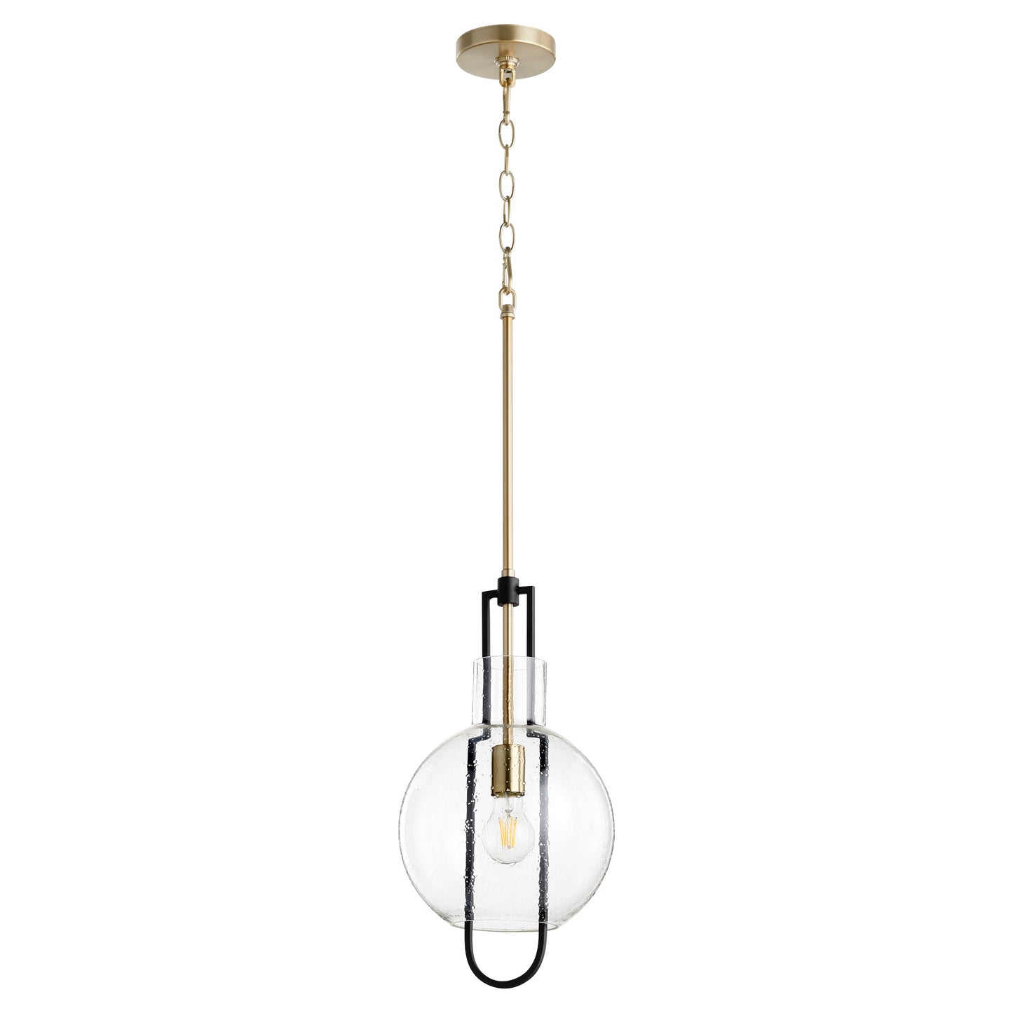 Quorum 89-10-6980 Pendant - Textured Black W/ Aged Brass