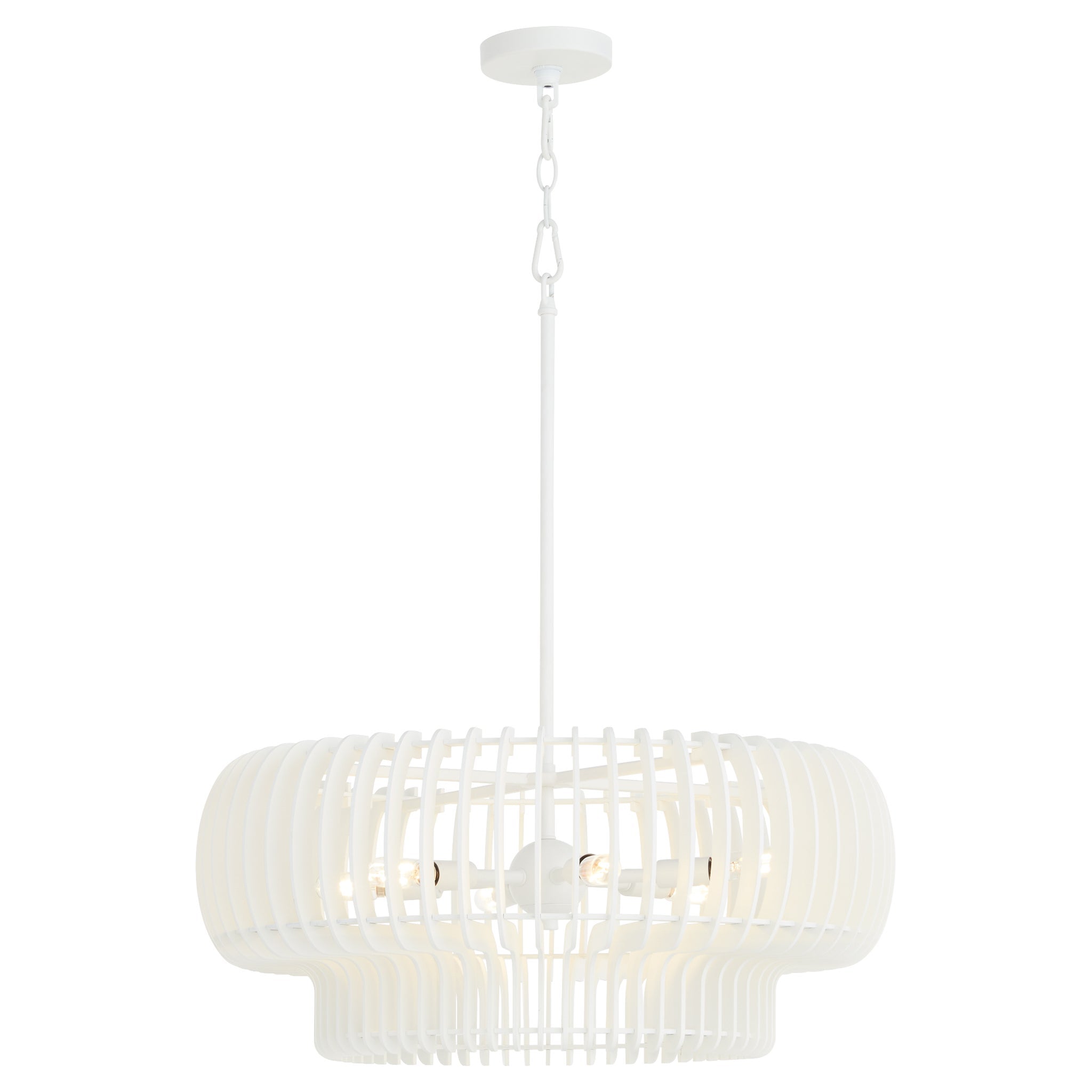 Quorum Harrelson 8905-6-8 Pendant, UL Damp Rated, Studio White