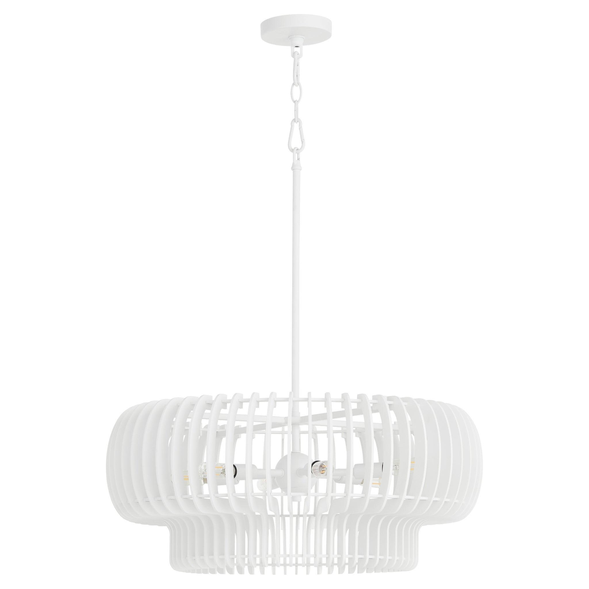 Quorum Harrelson 8905-6-8 Pendant, UL Damp Rated, Studio White