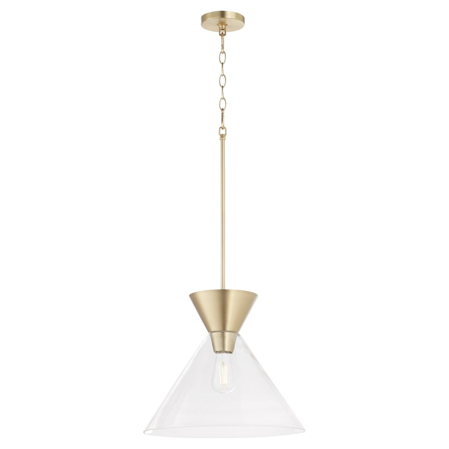 Quorum Beldar 8119-280 Pendant - Aged Brass W/ Clear Glass