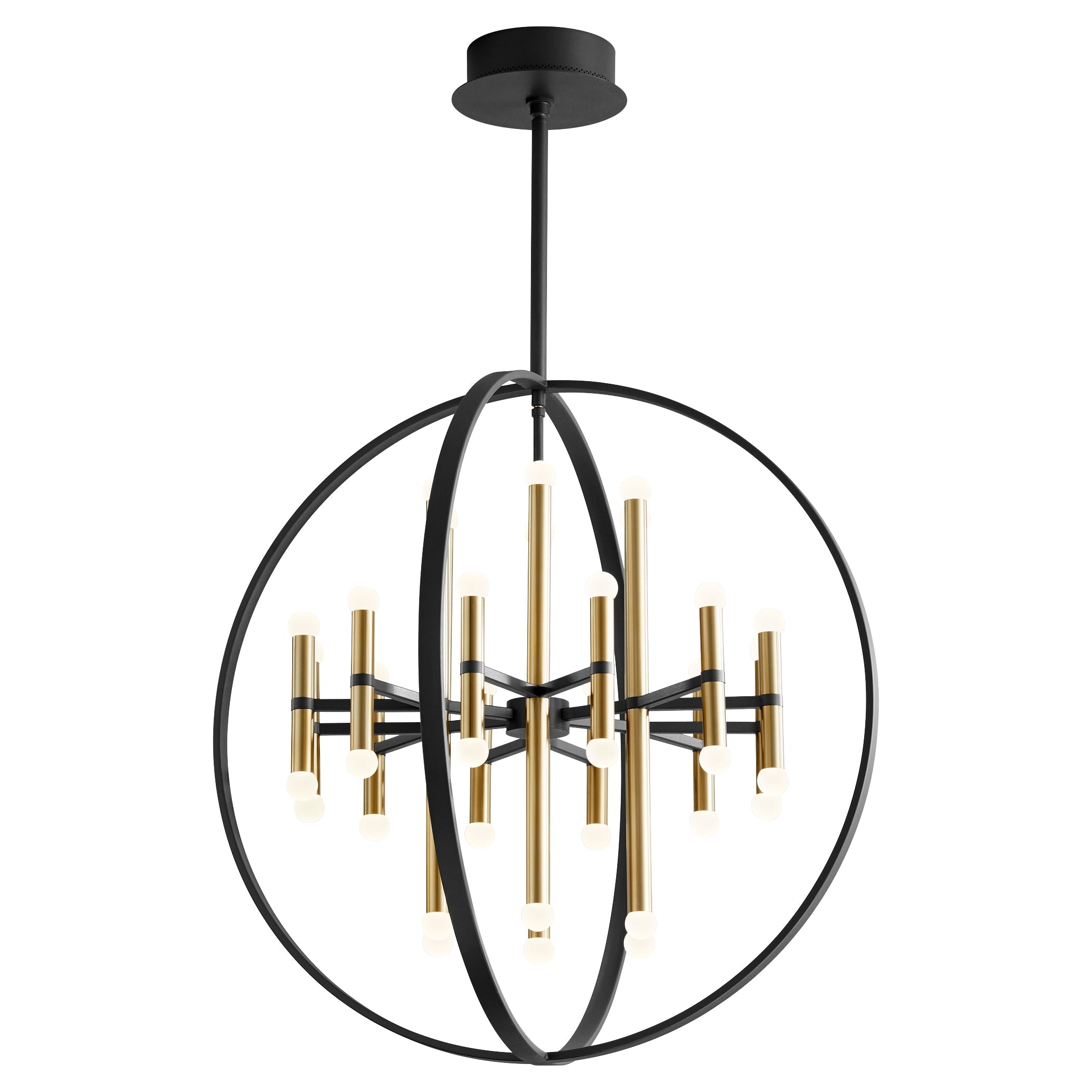 Oxygen Nero 3-685-1540 Modern LED Chandelier Light - Black, Aged Brass