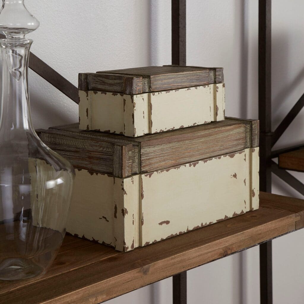 Cyan Design 02471 Alder Boxes Set of 3 - Distressed White And Gray