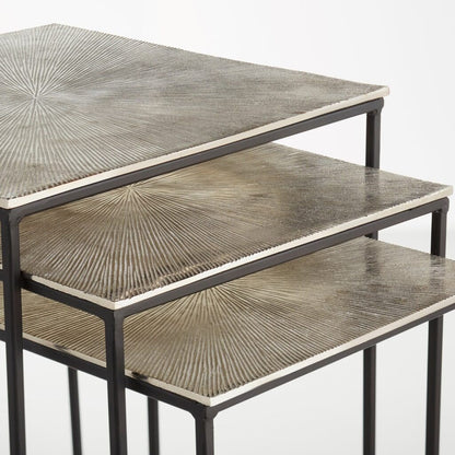 Cyan Design 09717 Irvine Nesting Tables - Raw Nickel And Black