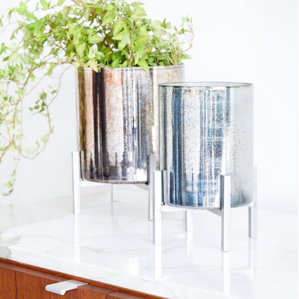 Cyan Design 09776 Basil Candleholder - Black And Verdi Garnet Glass - Large