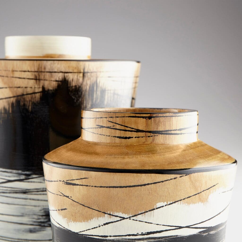 Cyan Design 09868 Snow Flake Vase - Black & White & Walnut - Medium