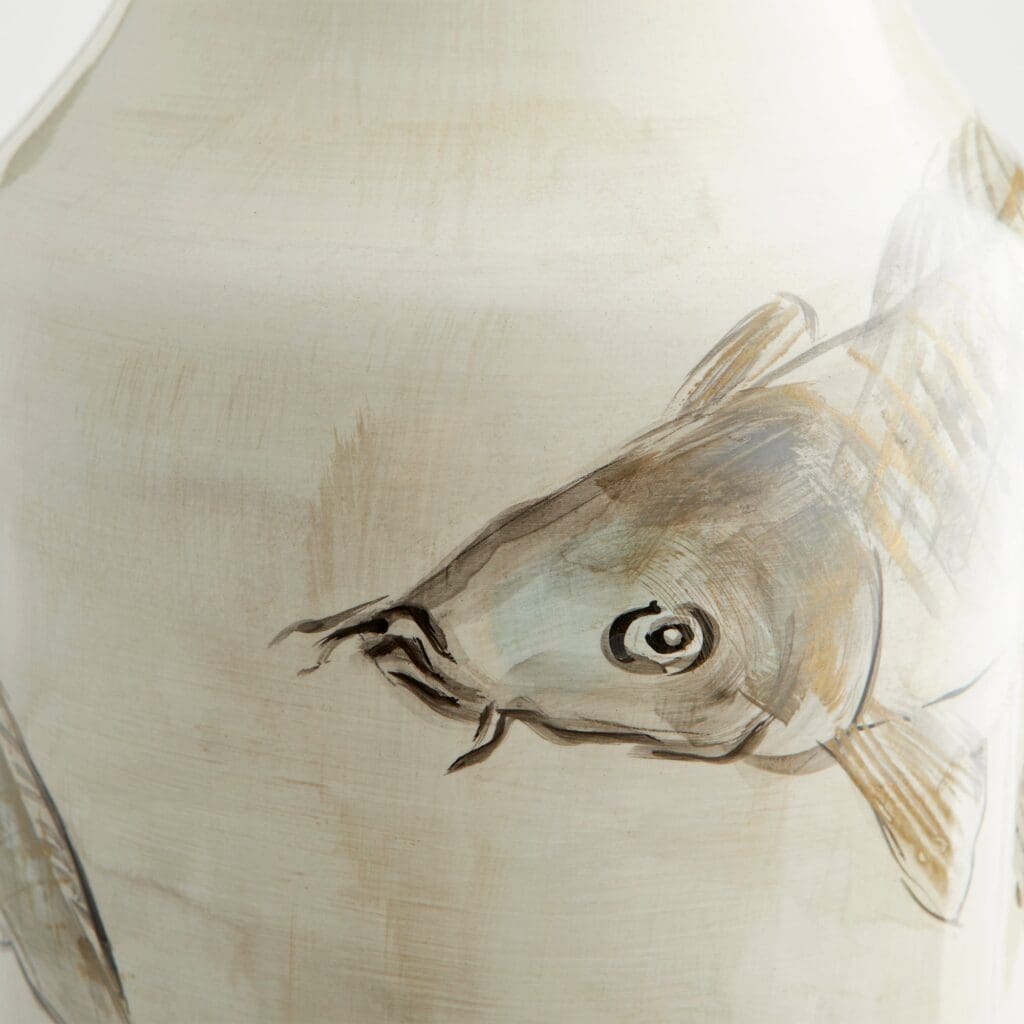 Cyan Design 09883 Playing Koi Vase - Tan And Ivory