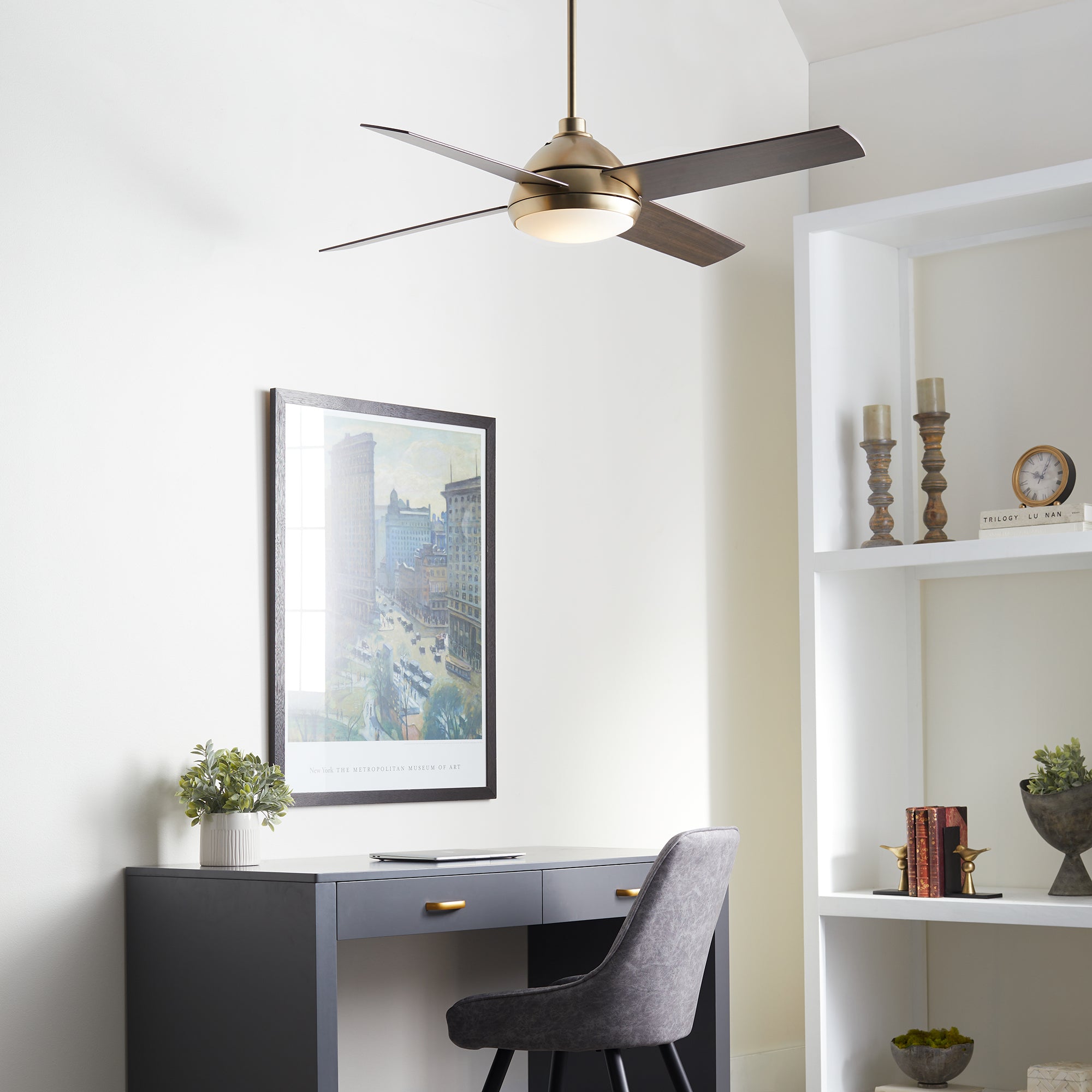 Quorum Quest 68524-80 Ceiling Fan - Aged Brass