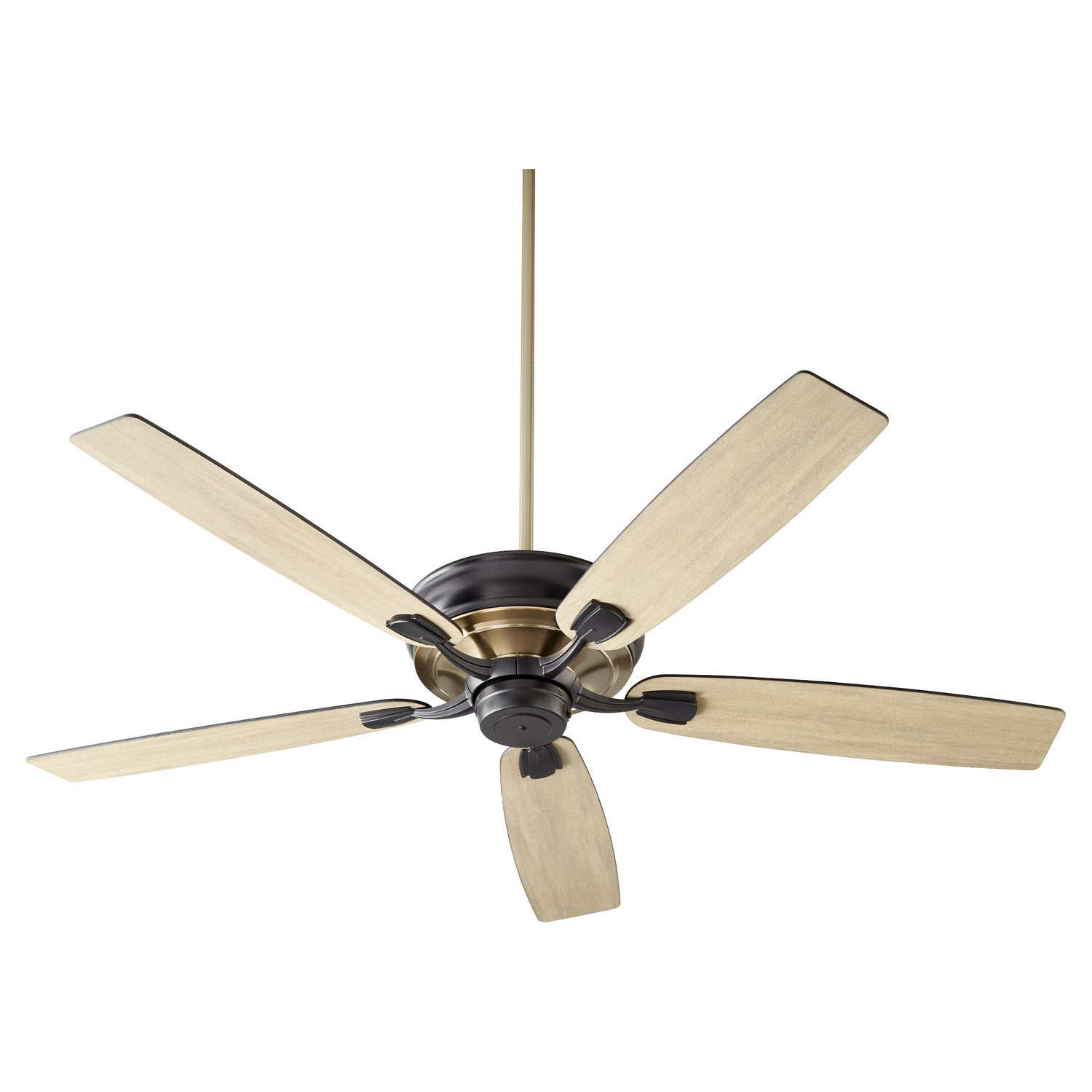 Quorum Gamble 50605-69 Ceiling Fan - Textured Black W/ Aged Brass