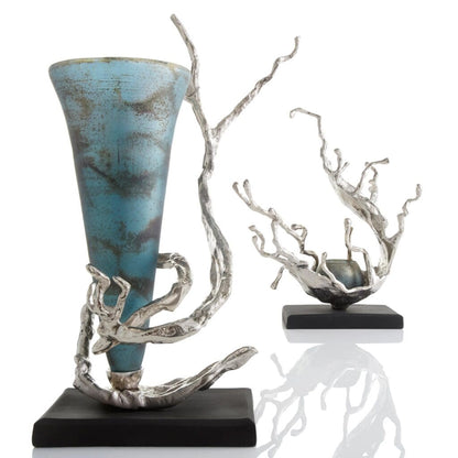 Cyan Design 10214 Gianni Vase - Nickel And Blue Mist Glass