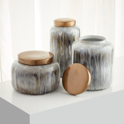 Cyan Design 10424 Spirit Drip Container - Olive Glaze - Small