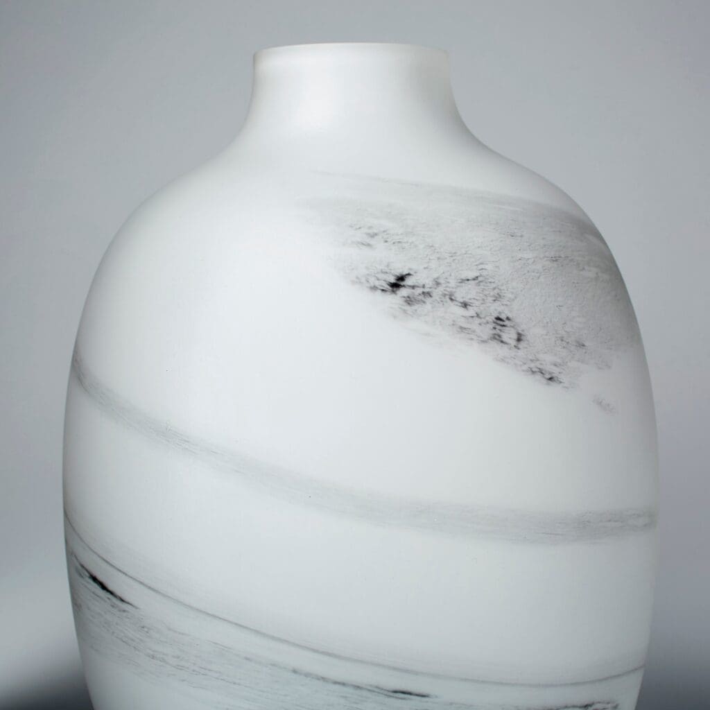 Cyan Design 10469 Moon Mist Vase - White And Black Swirl - Large
