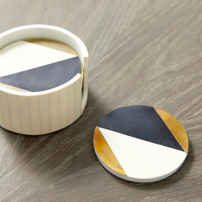 Cyan Design 10653 Modametric Coasters - Black & Gold & White