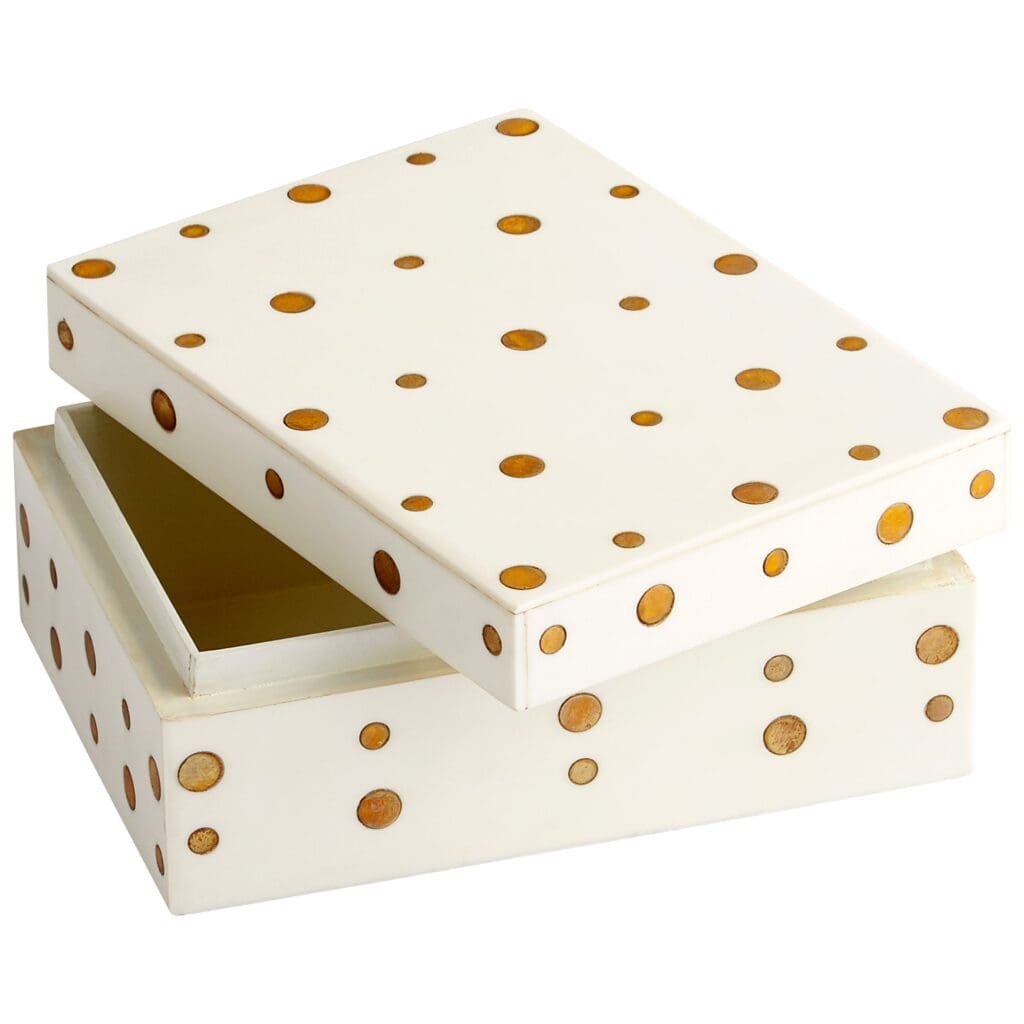 Cyan Design 10658 Dot Crown Container - White And Brass - Small