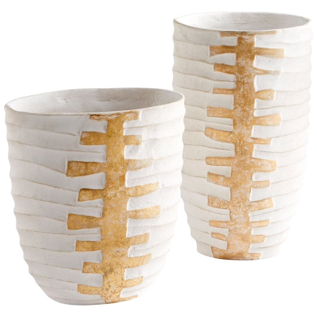 Cyan Design 10671 Luxe Vessel Vase - White And Gold - Small