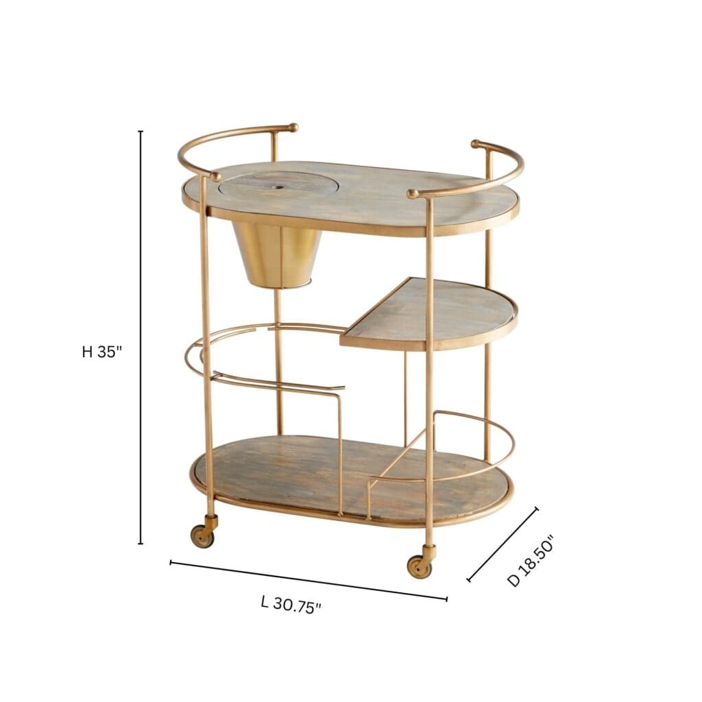 Cyan Design 10687 Barcraft Bar Cart - Antique Brass