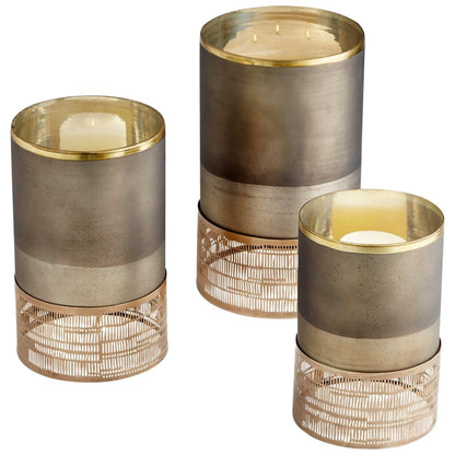 Cyan Design 10700 Lucid Silk Candleholder - Black Onyx And Antique Brass - Medium