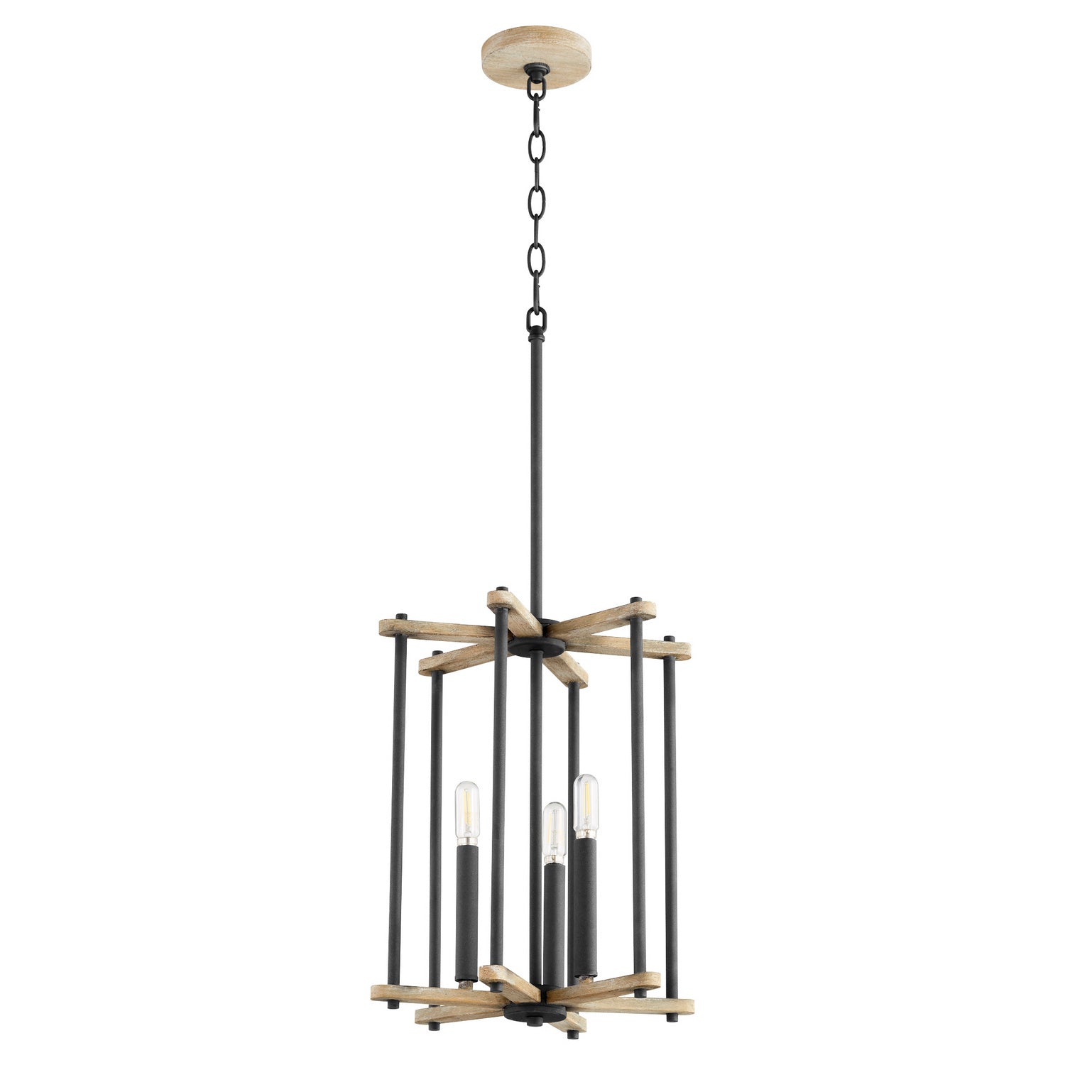 Quorum Silva 8134-3-69 Entry - Textured Black W/ Weathered Oak Finish