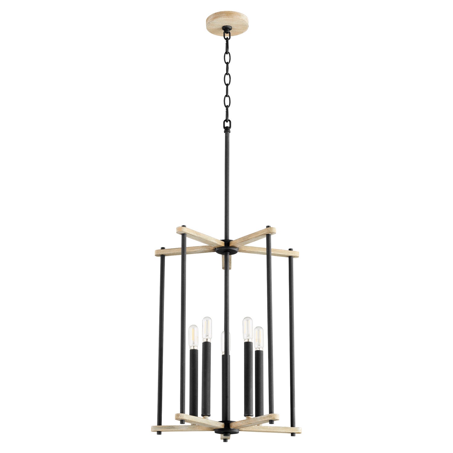 Quorum Silva 8134-5-69 Entry - Textured Black W/ Weathered Oak Finish