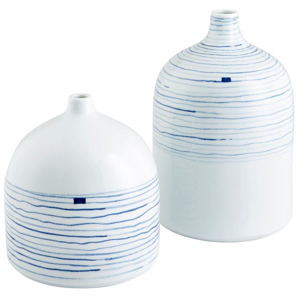Cyan Design 10803 Whirlpool Vase - Blue And White - Medium