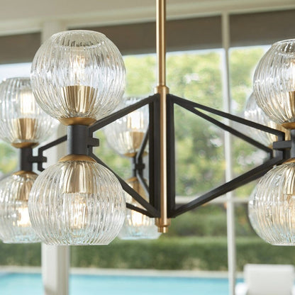 Cyan Design 10965 Helios Chandelier - Black & Aged Brass - Small