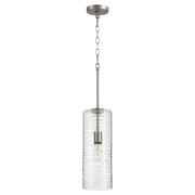 Quorum 8191-65 Pendant - Satin Nickel W/ Textured Glass